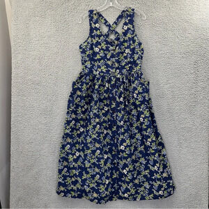 La Cera‎ Sleeveless Button Front Midi Dress Floral Retro Cottagecore Size Small